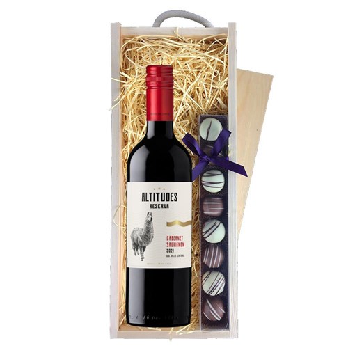 Altitudes Reserva Cabernet Sauvignon 75cl Red Wine & Truffles, Wooden Box